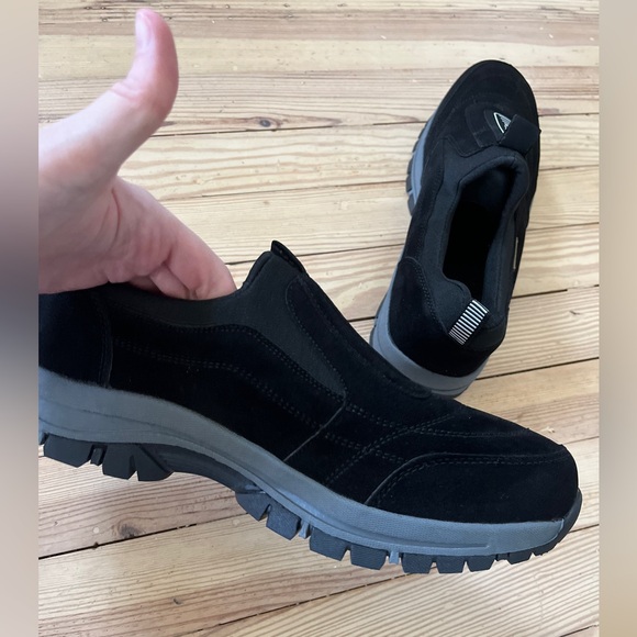 NWT Black comfort running athletic slipon sneakers‎ velvet texture size 45 - Picture 6 of 8